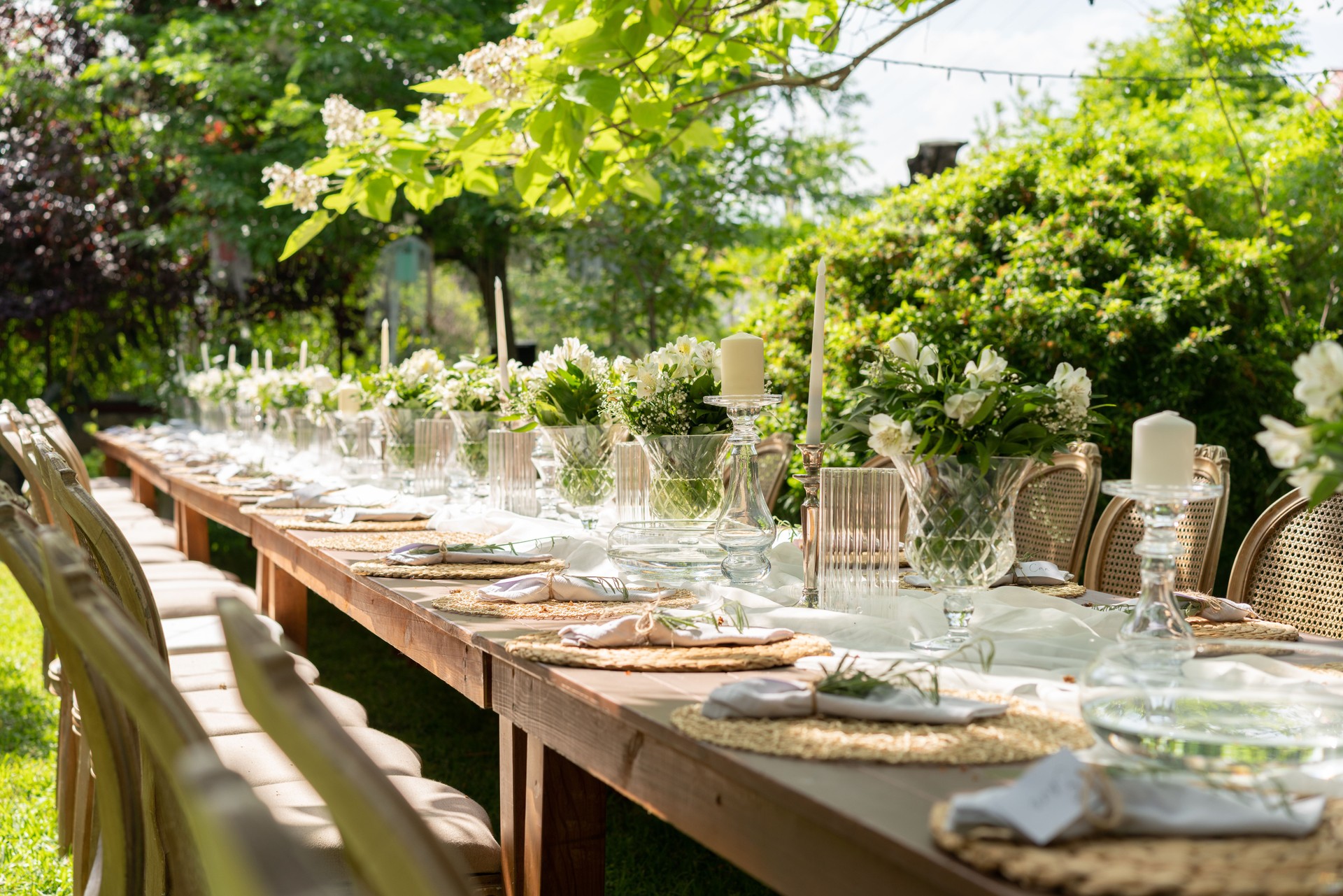 Wedding guest setup with fresh flowers